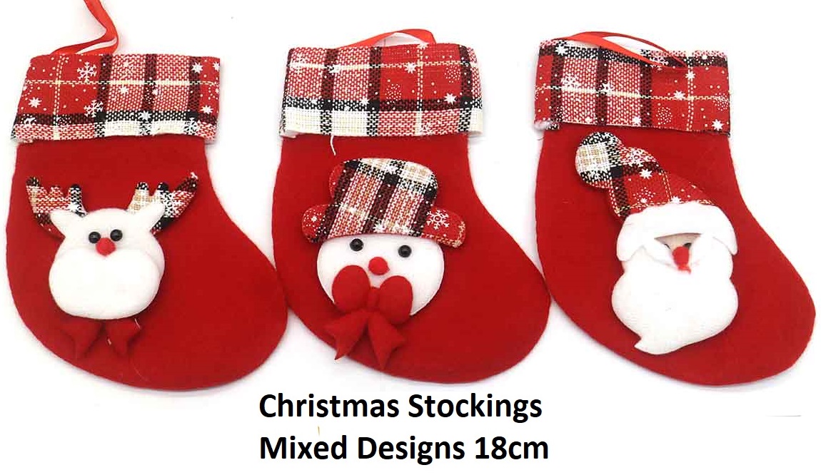 K-D4.1 CG708-005 Christmas Stocking 18cm Mixed Designs - 1pc