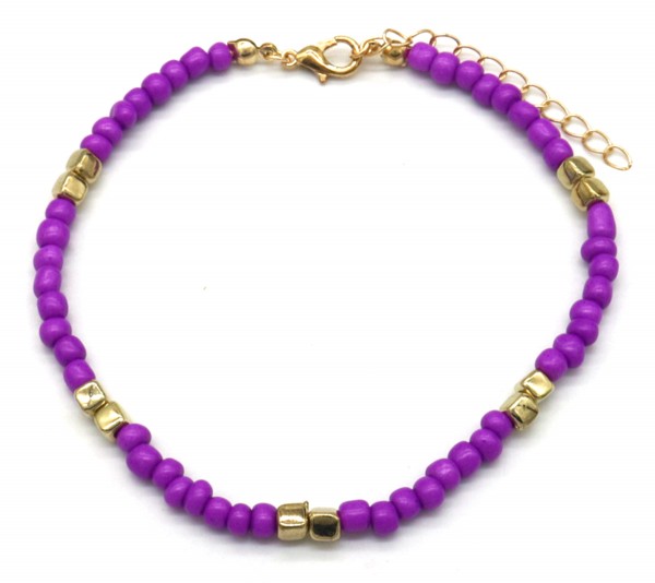 C-A3.3 ANK1656-004 No.12 Anklet Glass Beads Purple