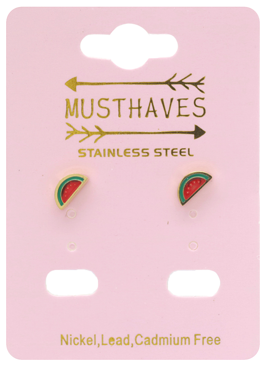 G-B6.5 E38-001G S. Steel Earrings for Kids Watermelon 8mm