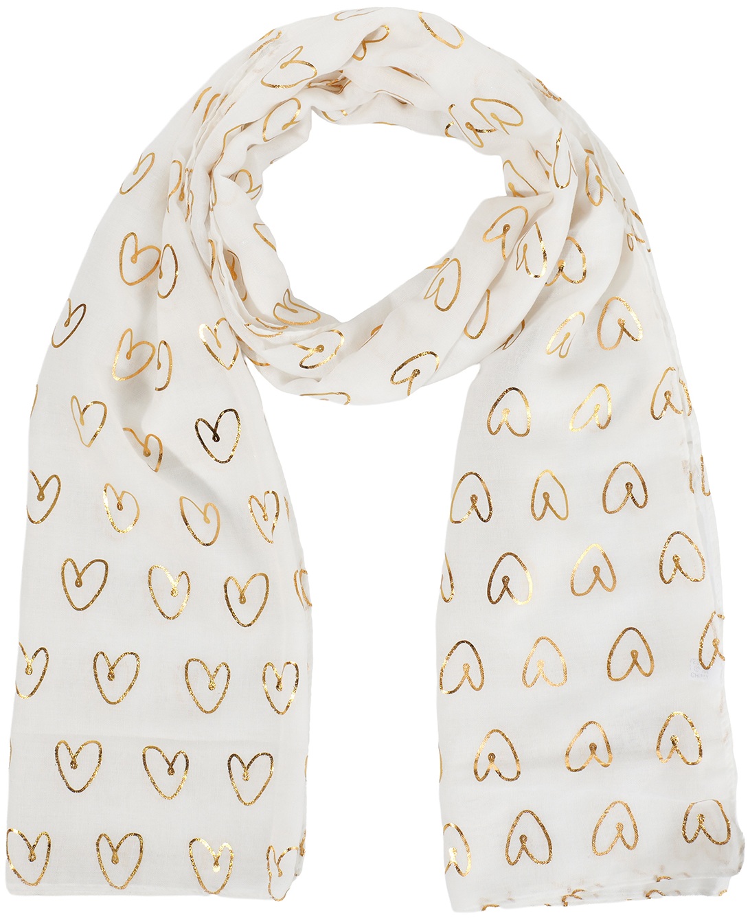 X-L3.2 SCARF1110-001-4 Summer Scarf Hearts 180x70cm White
