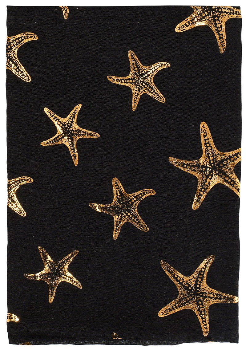 X-J1.2 SCARF1110-003-1 Summer Scarf Starfish 180x70cm Black
