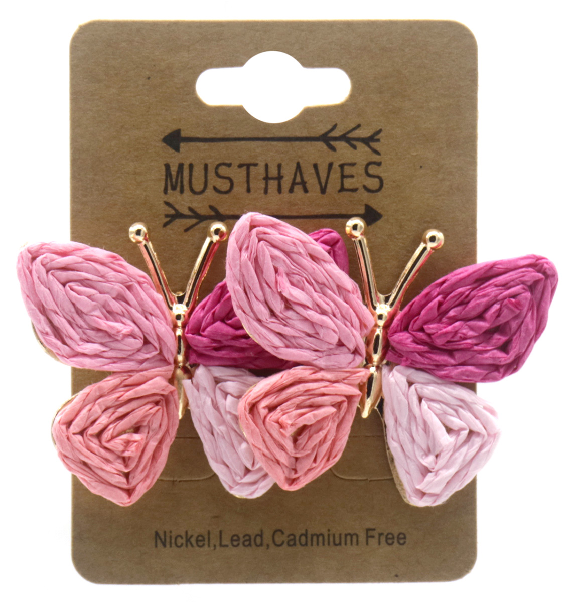 I-A2.2 E1028-007-2 Statement Earrings Butterfly 4x3cm Pink