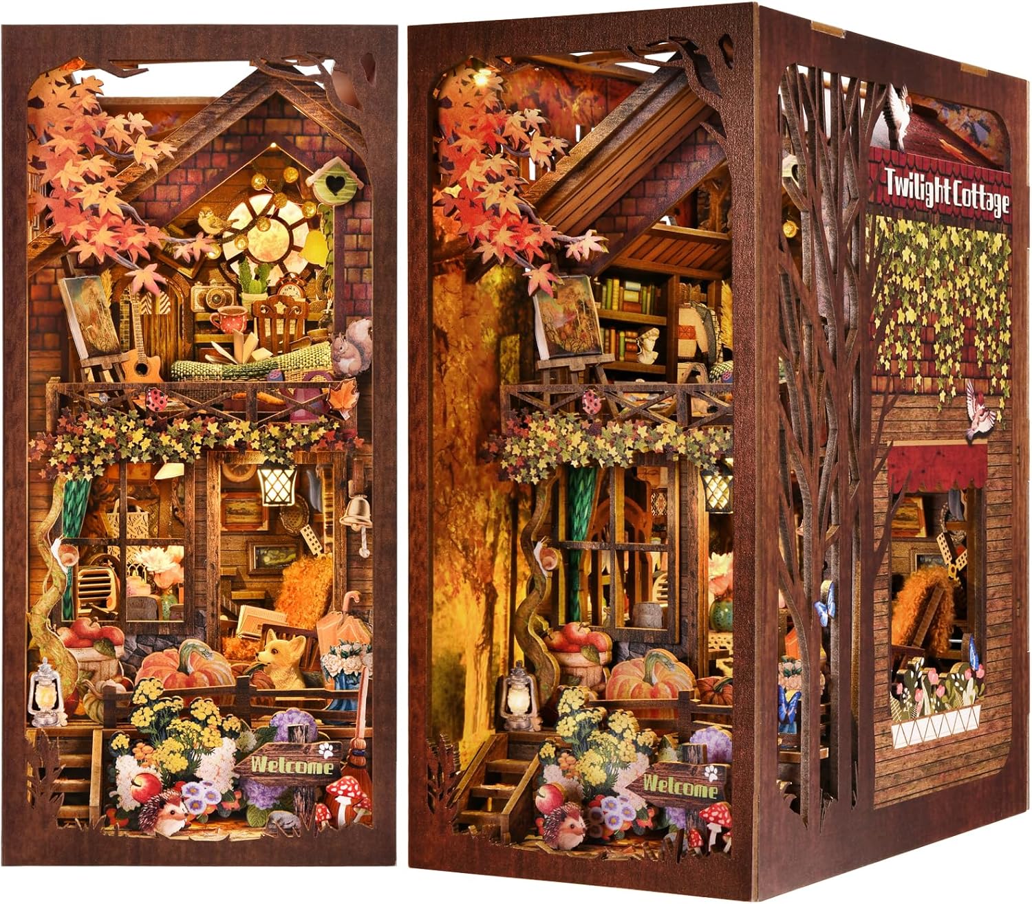 T-E3.1 TOY1153-001-5 Book Nook Wooden 3D Puzzle Autumn Cottage