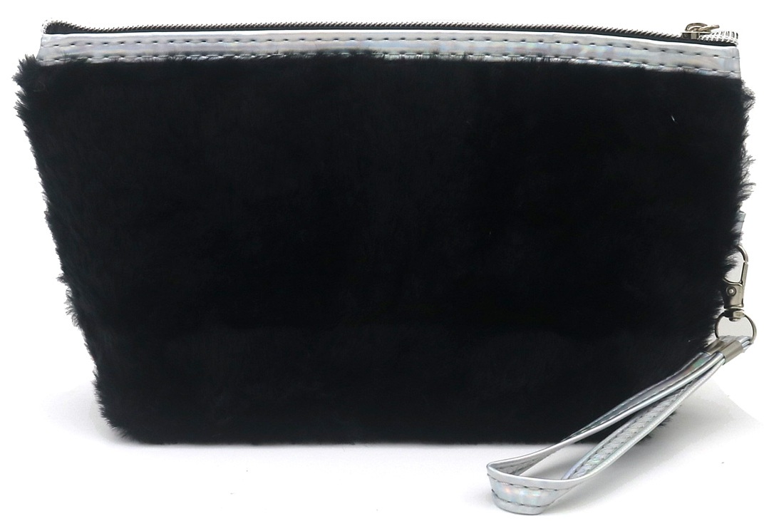 Q-D3.1 BAG1116-003-1 Make Up Bag Fluffy 24x13x8cm Black