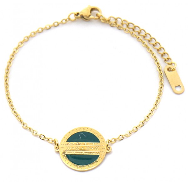 A-F9.2 B010-019G S. Steel Bracelet with Coin