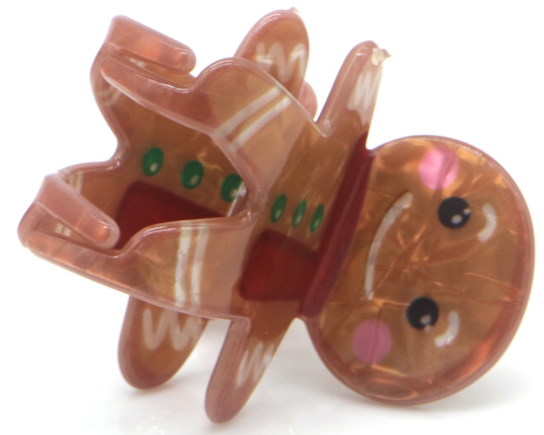 X-C9.2 H1038-023 Hair Claw Christmas Gingerbread Man 4cm