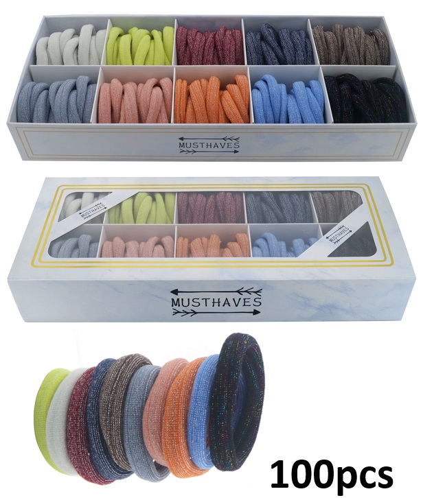 T-H7.2  H922-002-3 Elastics Glitters Mixed in Box - 100pcs