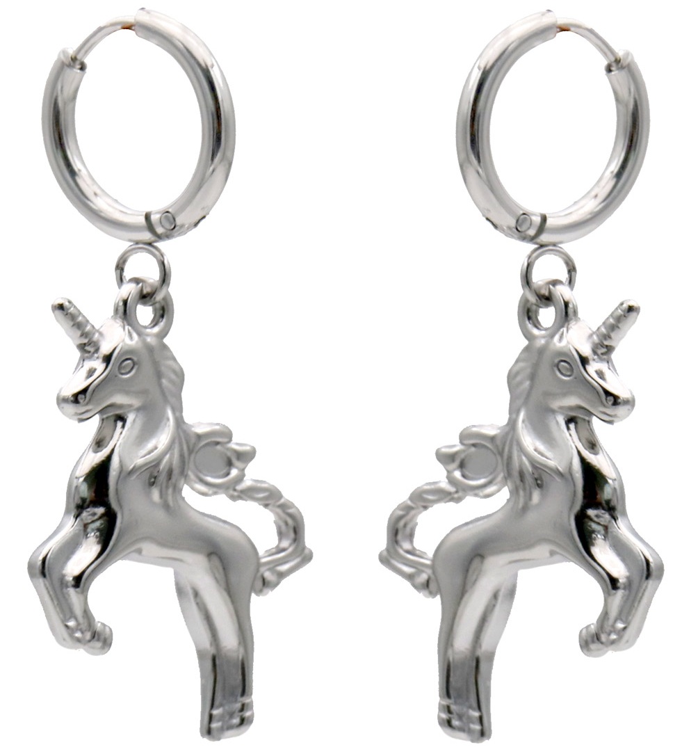 A-F4.1 E2612-082S S. Steel Earrings Unicorn 4.5x1.2cm
