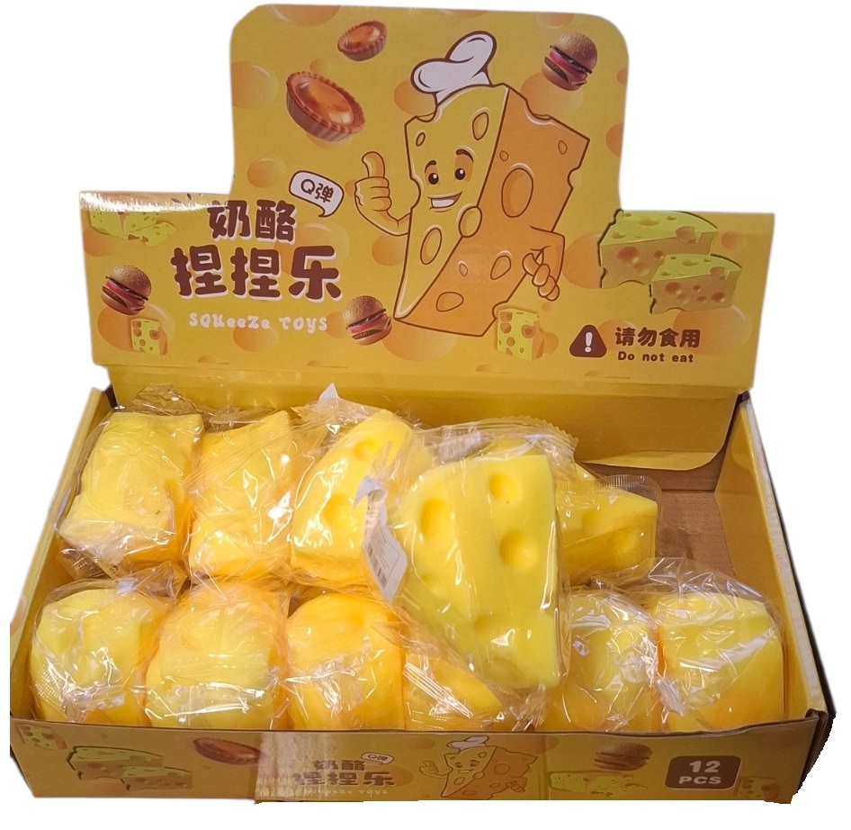 Q-M7.1 Squishy Toy Cheese Wedge - 12pcs