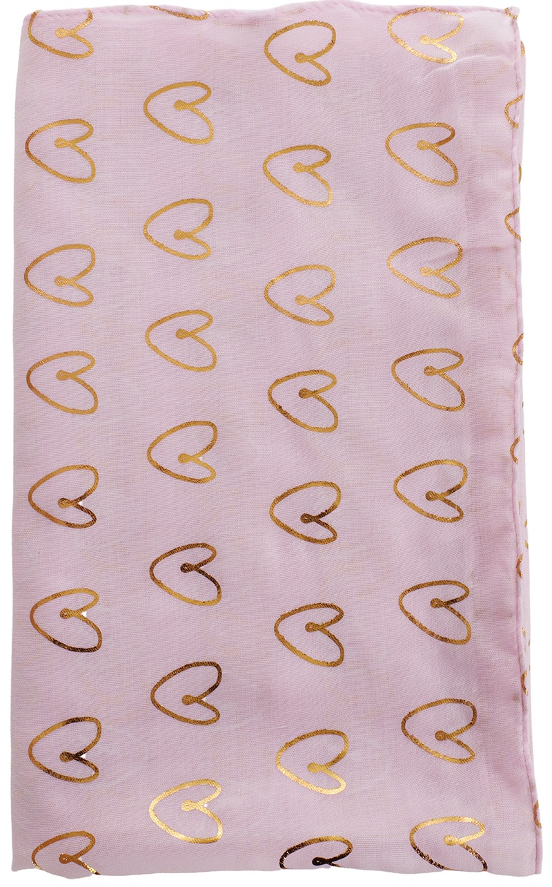 X-L7.1  SCARF1110-001-5 Summer Scarf Hearts 180x70cm Pink