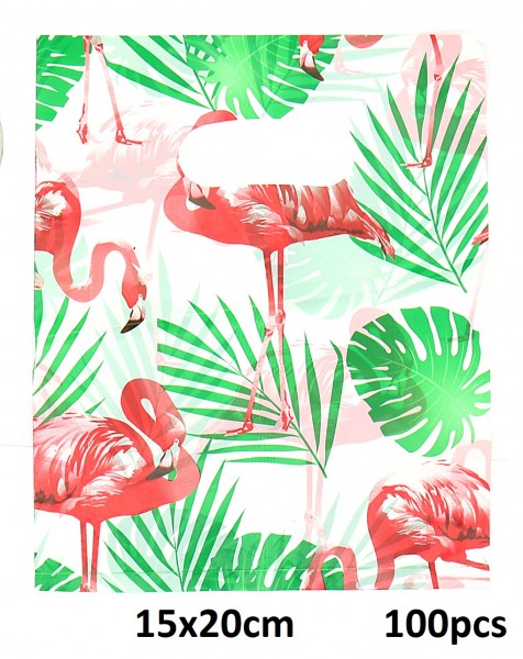 I-E11.1 Plastic Bags Flamingo 100pcs 15x20cm