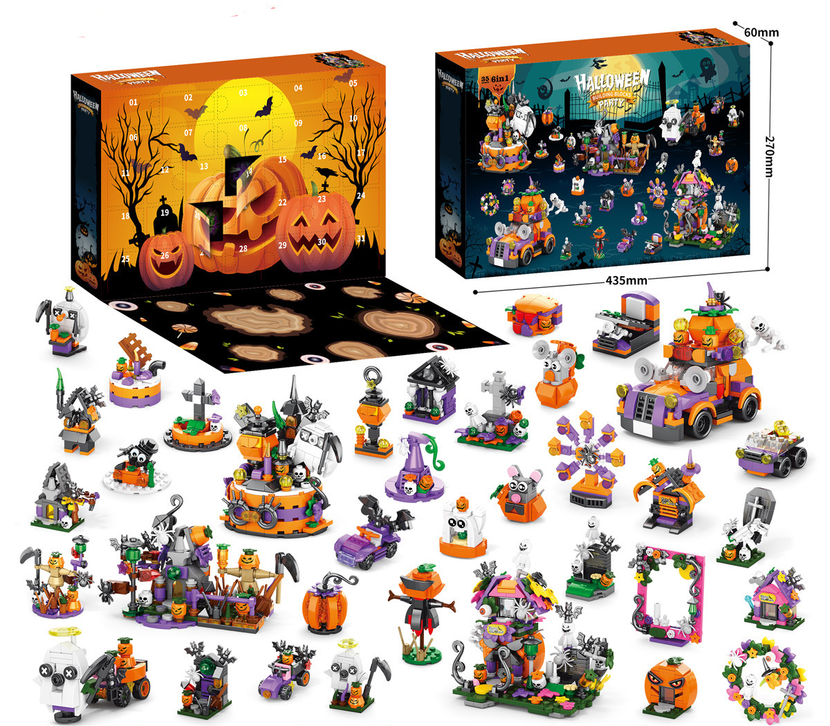 R-J6.1 TOY9030 Mini Building Blocks Calendar Halloween 35 models