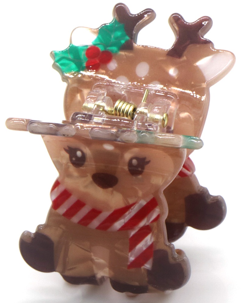 X-D4.2 H1038-027 Hair Claw Christmas Reindeer 4cm