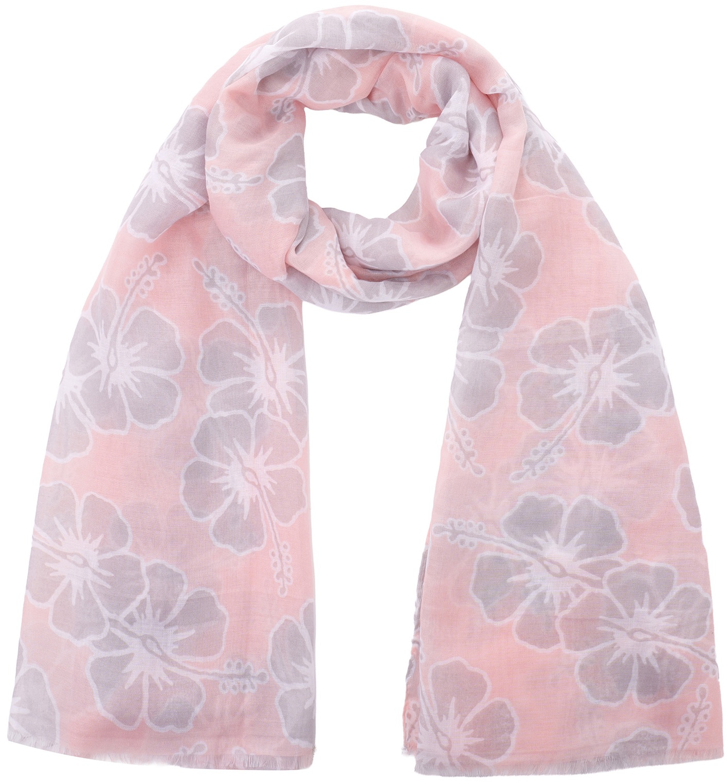 X-A3.2 SCARF1109-001-4 Summer Scarf Flowers 180x90cm Pink