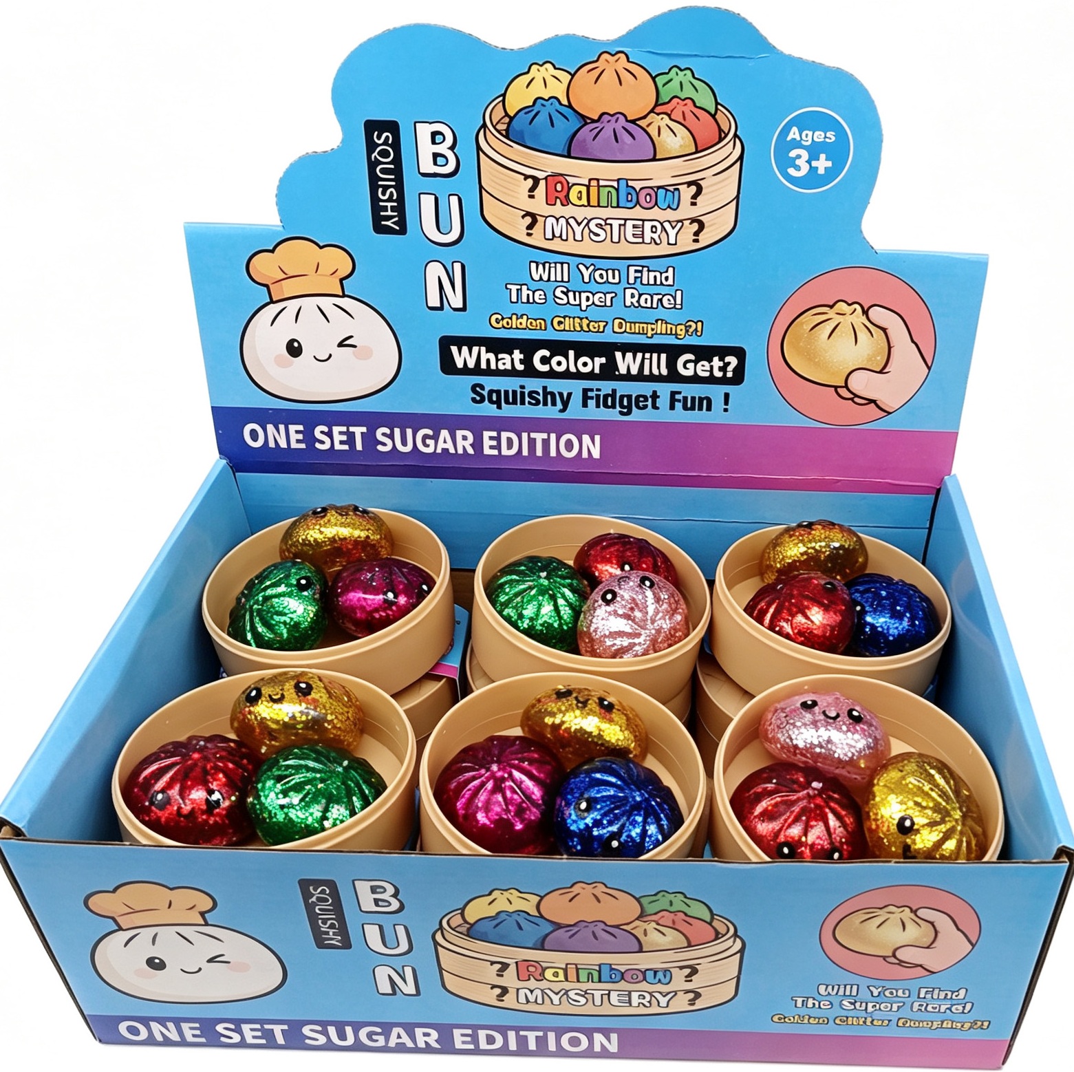 Q-A8.1 TOY2610-126 Squishy Dumpling Set 3pcs Sugar Glitter - 12pcs