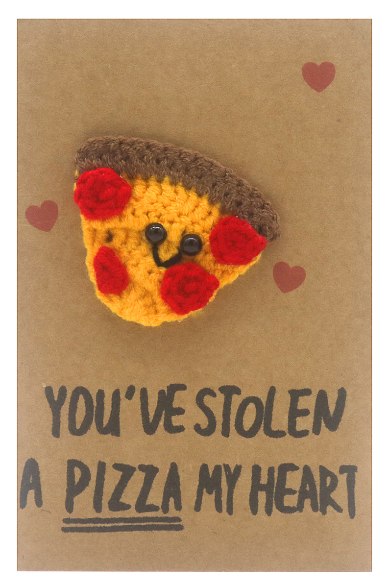 E-A22.2 PC2577-005 Positive Knitted Gift Card 14x9.5cm Pizza
