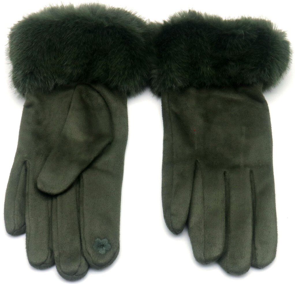 T-L7.1 GLOVES1002-003-5 Gloves Faux Fur Green
