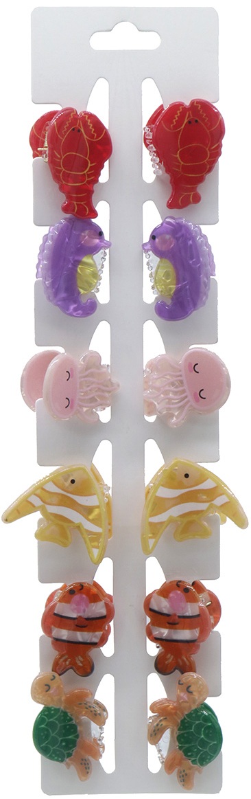 X-O9.1 H1038-015 Hairclaw Set 3cm Sealife - 12pcs