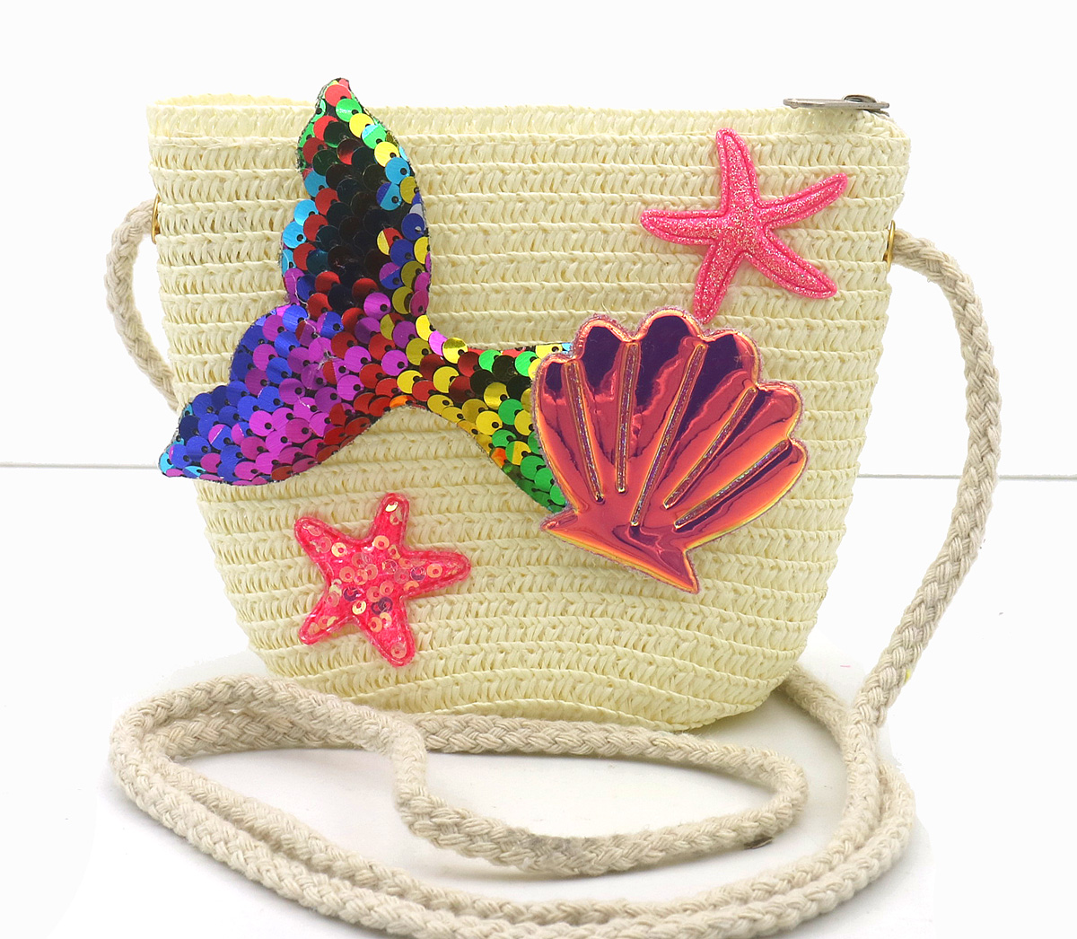 T-M4.2 BAG1120-002-2 Woven Kids Bag Mermaid 12.5x14.5x5.5cm Beige 
