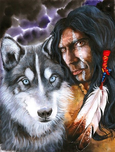 E-C9.1 DP2280225 Diamond Painting Indian Wolf 50x40cm - Squa