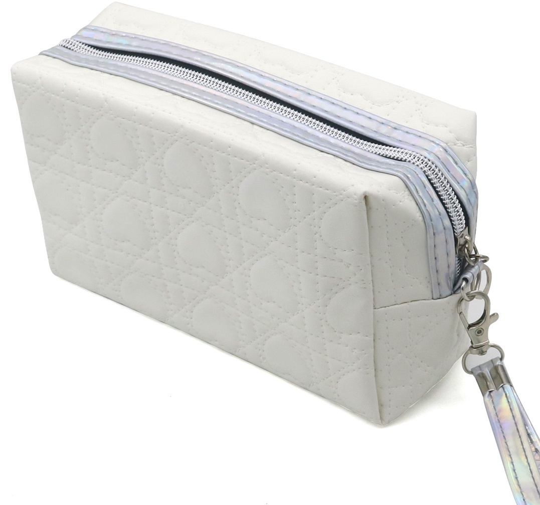 Q-A6.2 BAG1116-002-1 Make Up Bag Hearts 17.5x10x6cm White