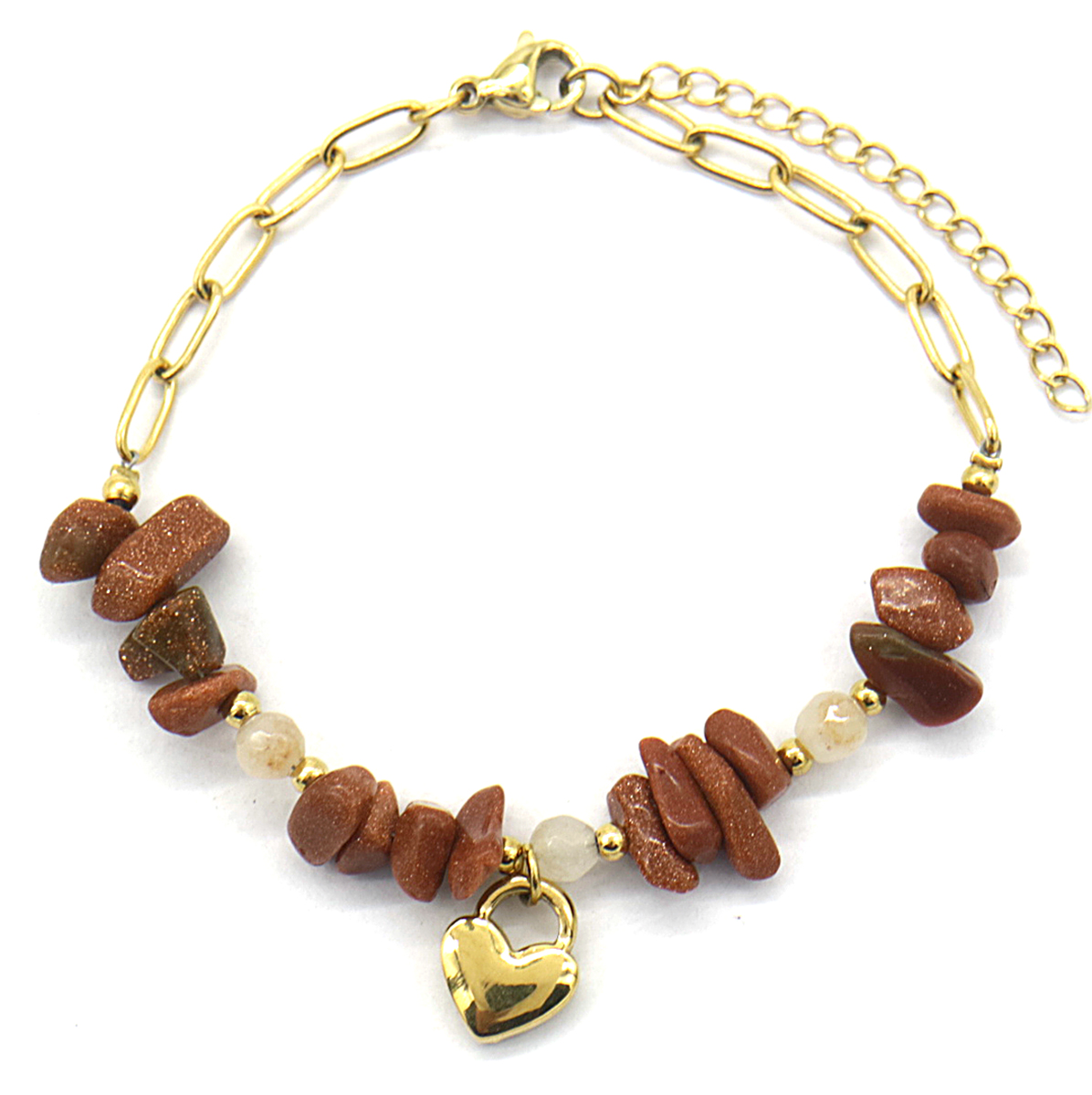 F-B16.2 B031-006G S. Steel Bracelet Heart - Stones