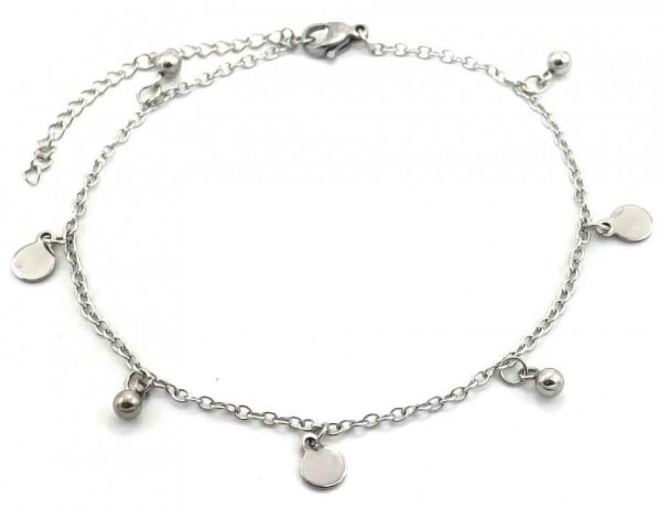 H-F20.1  ANK037-017S S. Steel Anklet Coins