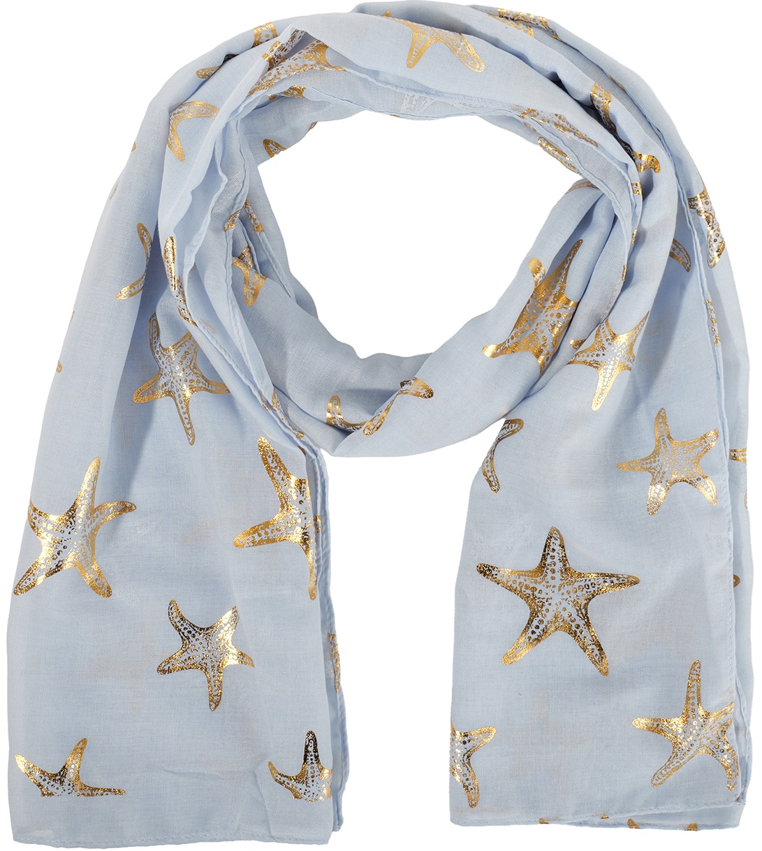 X-J6.2 SCARF1110-003-3 Summer Scarf Starfish 180x70cm Blue