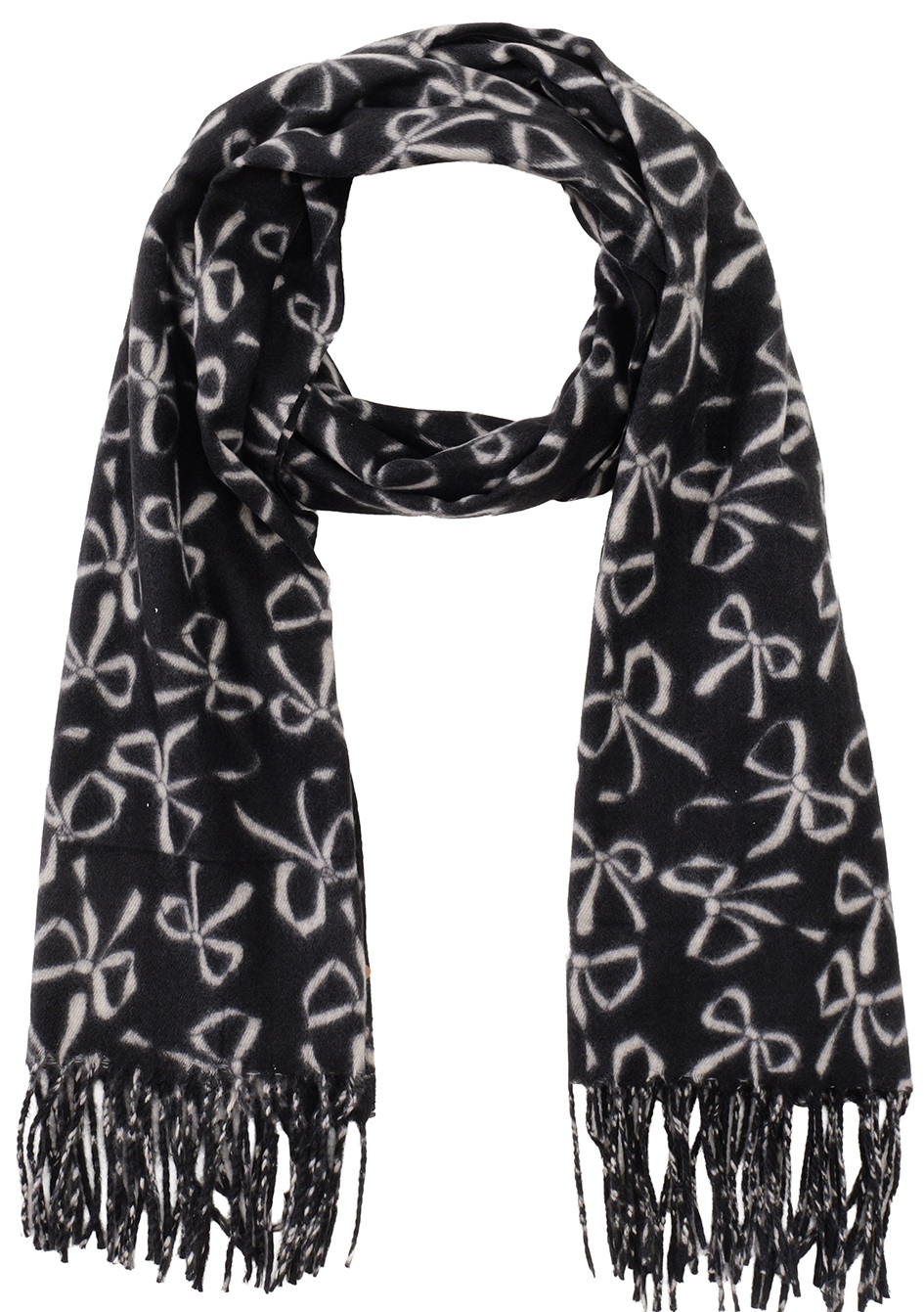 Q-H3.2 SCARF405-658-6 Soft Scarf Bows 180x70cm Black