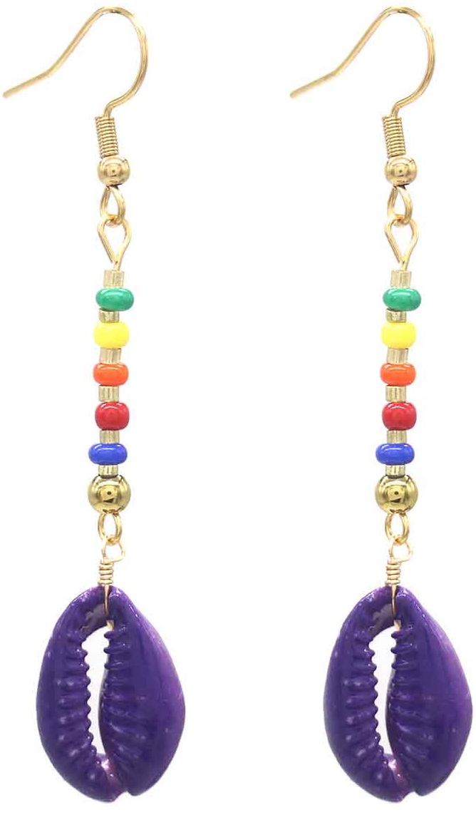 B-B7.5  E221-585-6 S. Steel Earrings Shell Purple
