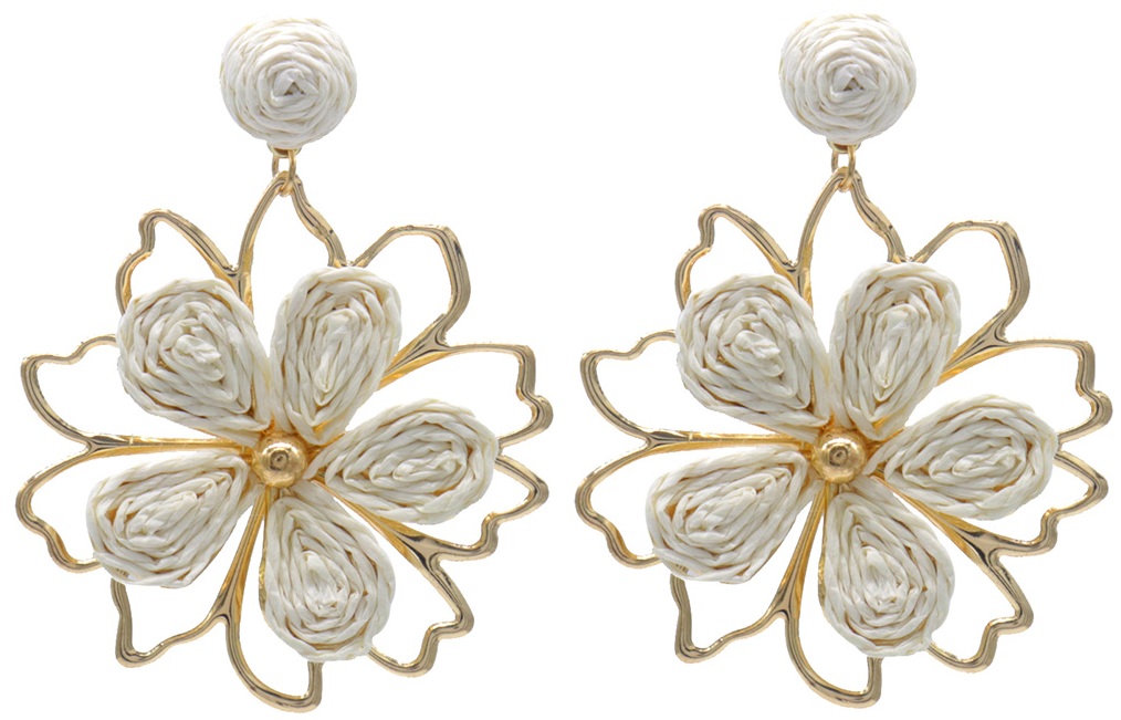 H-D10.2 E1028-005-1 Statement Earrings Flower7x6cm White