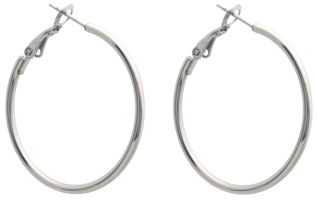 B-F19.2  E926-007S S. Steel Earrings Creoles 35mm