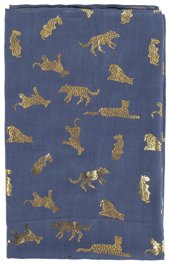 X-N7.1 SCARF1110-004-3 Summer Scarf Leopard 180x70cm Blue