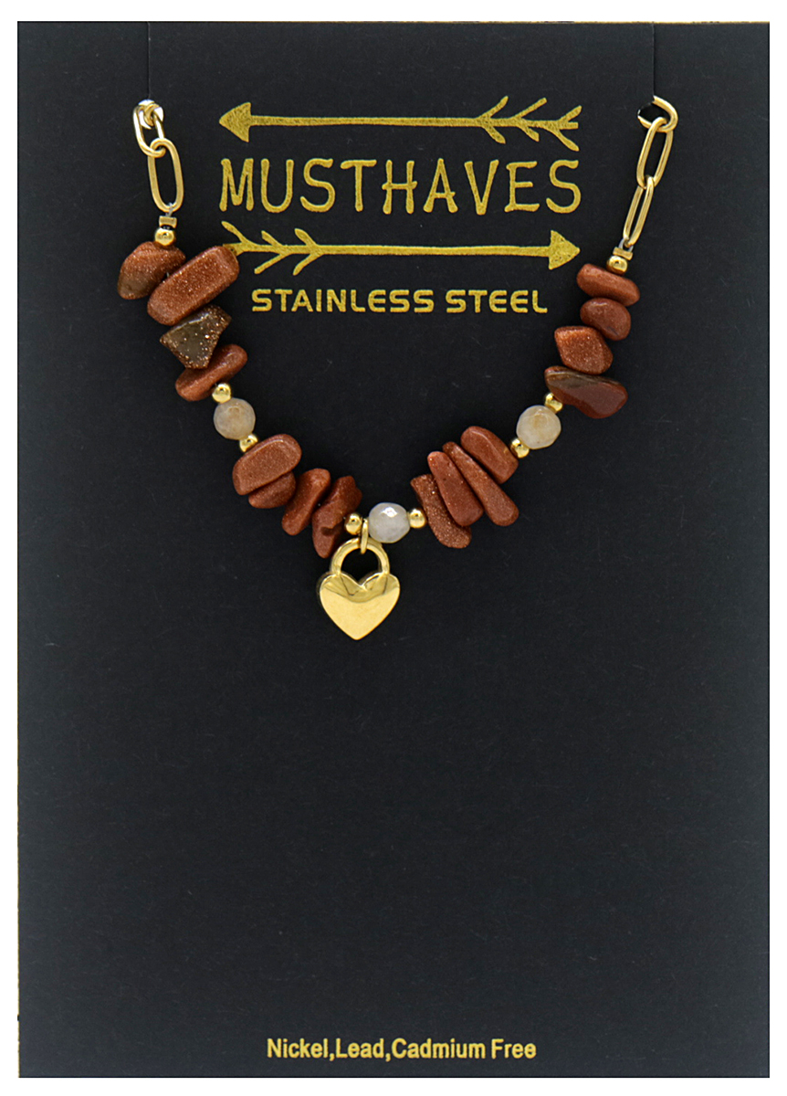 F-B16.2 B031-006G S. Steel Bracelet Heart - Stones