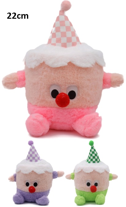 Y-F4.1  TOY2597-006 Soft Plush Birthday Cake 22cm - Mixed Colors - 1pc