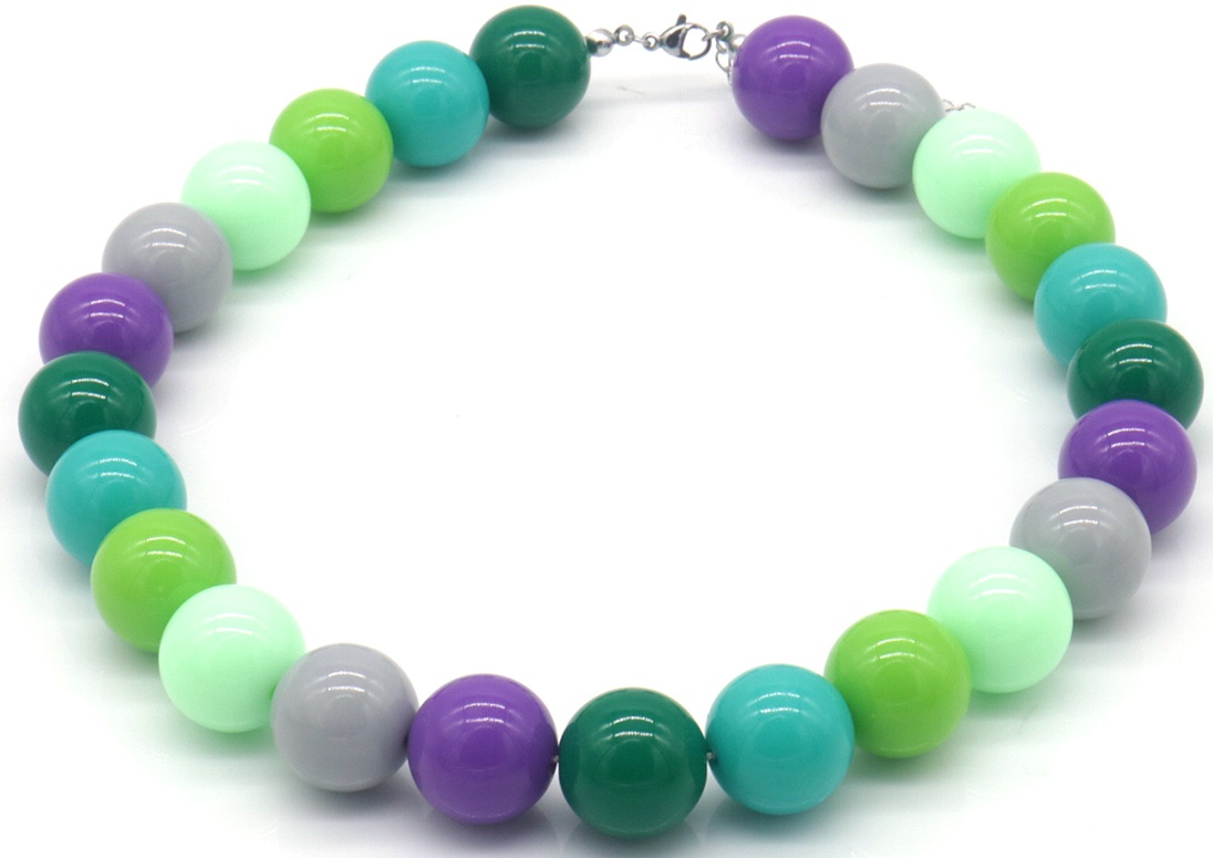 G-E23.1  N2582-001-5 Necklace Multi Color 18mm Beads 40 - 45cm