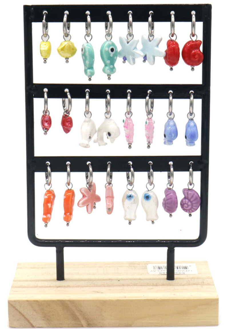 Q-M6.1 E936-016S S. Steel Earrings Sea Life - 12pcs