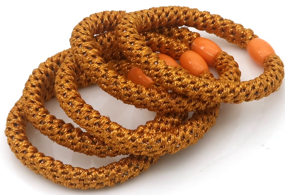 C-C8.1 H2253-004-017-4 Hair Elastics 5pcs Glitter Brown