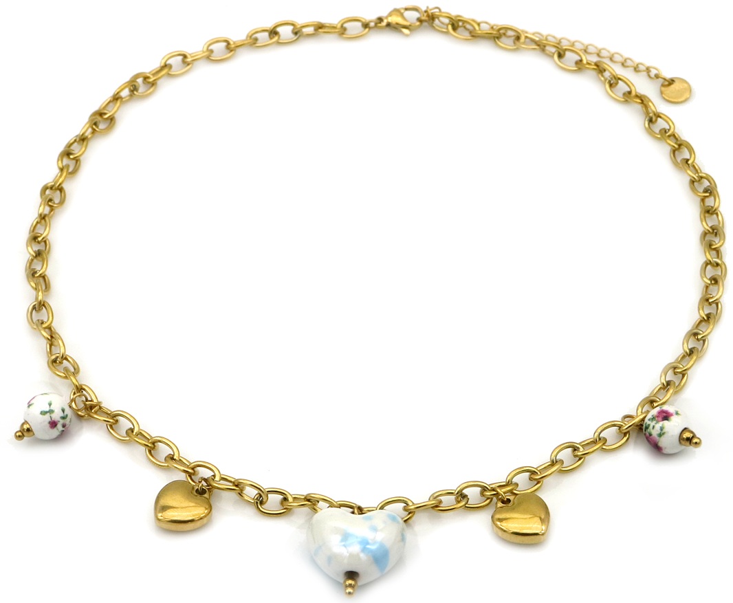 I-D2.1 N25106-066G S. Steel Necklace Hearts 40-45cm