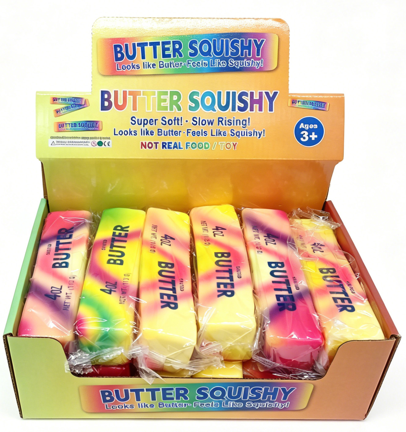 R-E6.2 TOY019-001-8 Butter Squishy Slow Rising 13cm Rainbow - 12pcs
