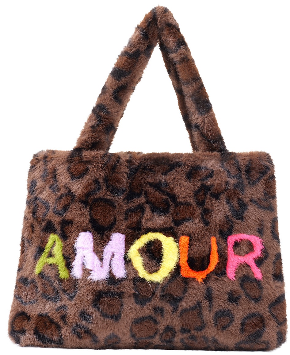 Y-F5.4 BAG1013-002-1 Fluffy Shopper Bag Leopard AMOUR  45x33cm