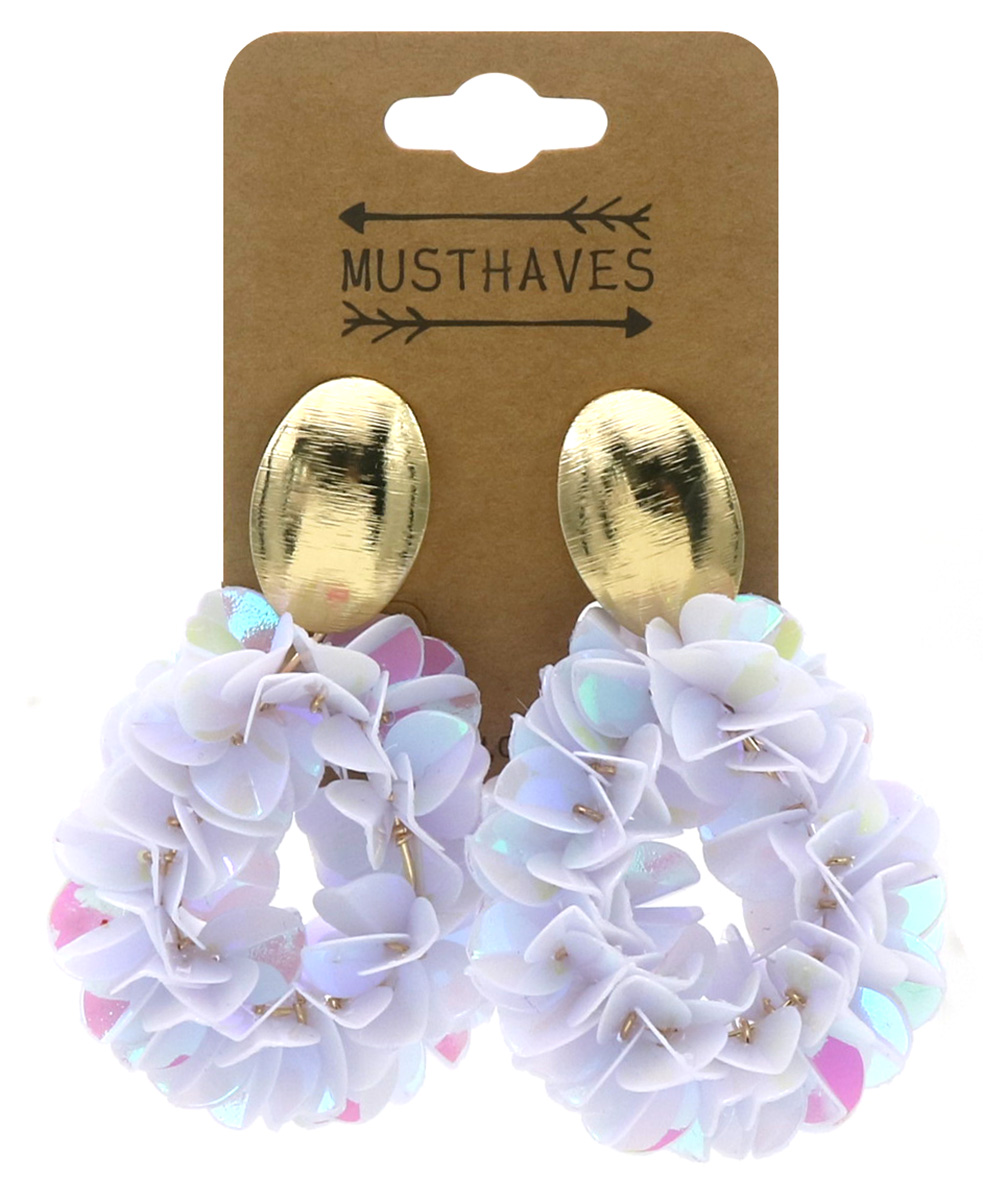 J-F9.2 E2591-141-3 Fashion Earrings Shiny 6.5x4cm White