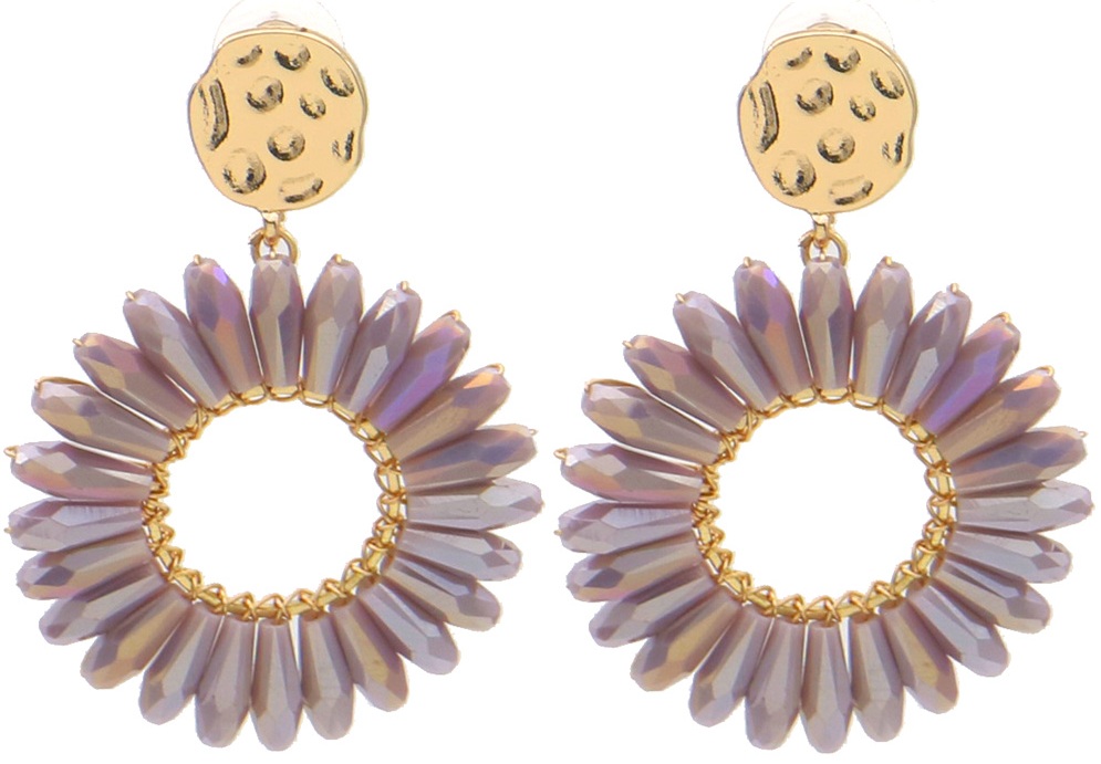 G-C6.2 E2591-140-2 Fashion Earrings Glassbeads 5.5x4cm Purple