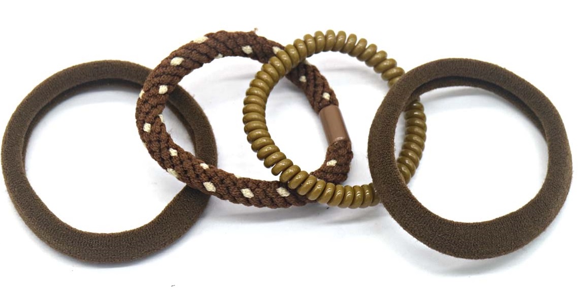 X-P1.3 H712-003 No. 1 Hair Elastics Set 4pcs  Brown