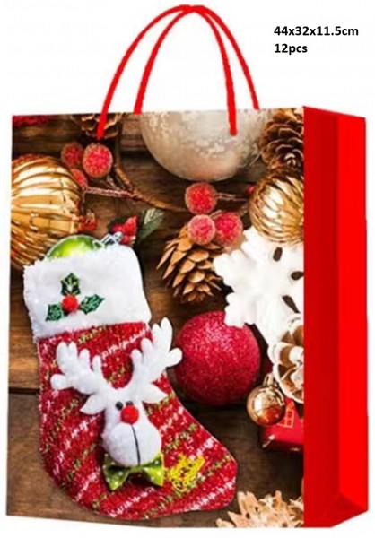 K-A8.1 PK726-004L Paper Gift Bags 44x32x11.5cm Christmas 12p