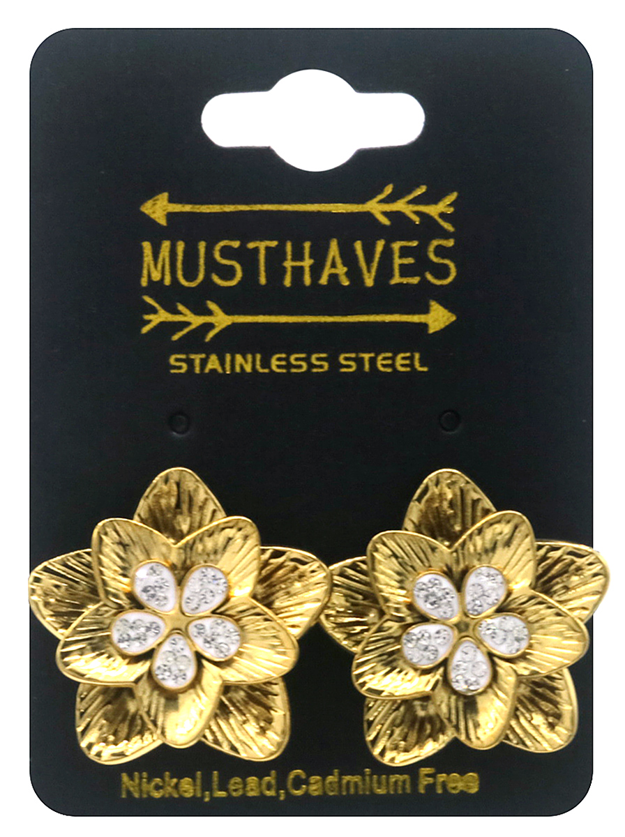 A-F18.2 E2583-018G S. Steel Earrings Flower 2.5cm