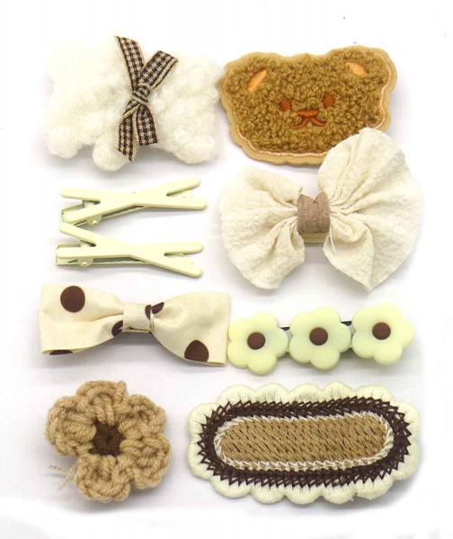C-F12.1 H713-002 Kids Hair Fashion Set 9pcs Beige