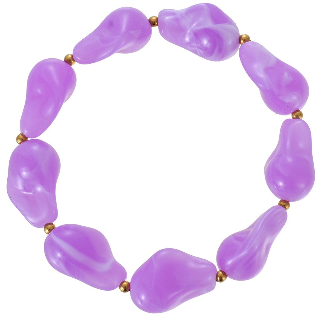 C-B8.2  BN1144-023-4 Steel BraceletAcrylic Beads Elastic Purple