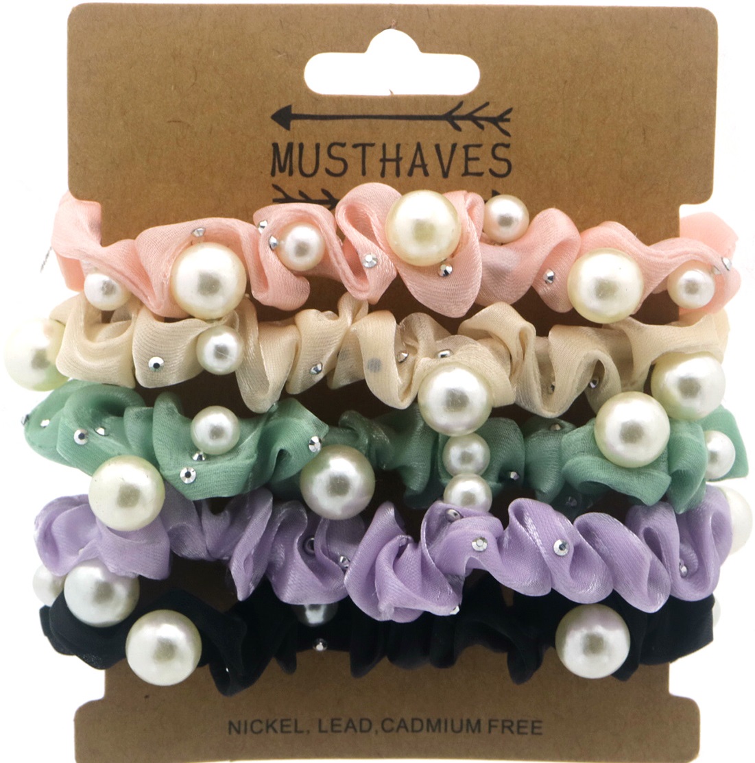 X-O2.1  H925-005 Hair Elastics Pearl 5pcs