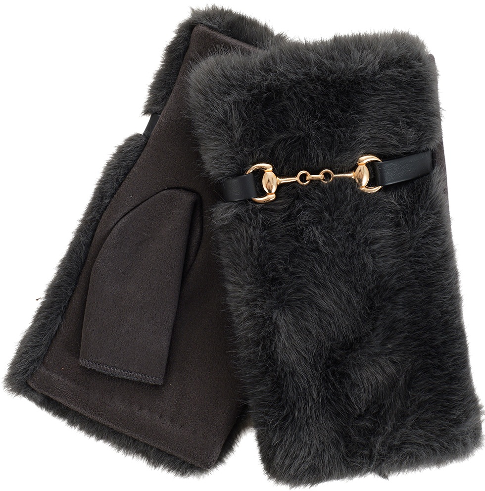 X-D4.1 GLOVES7040-032-5 Gloves Fingerless Faux Fur Grey